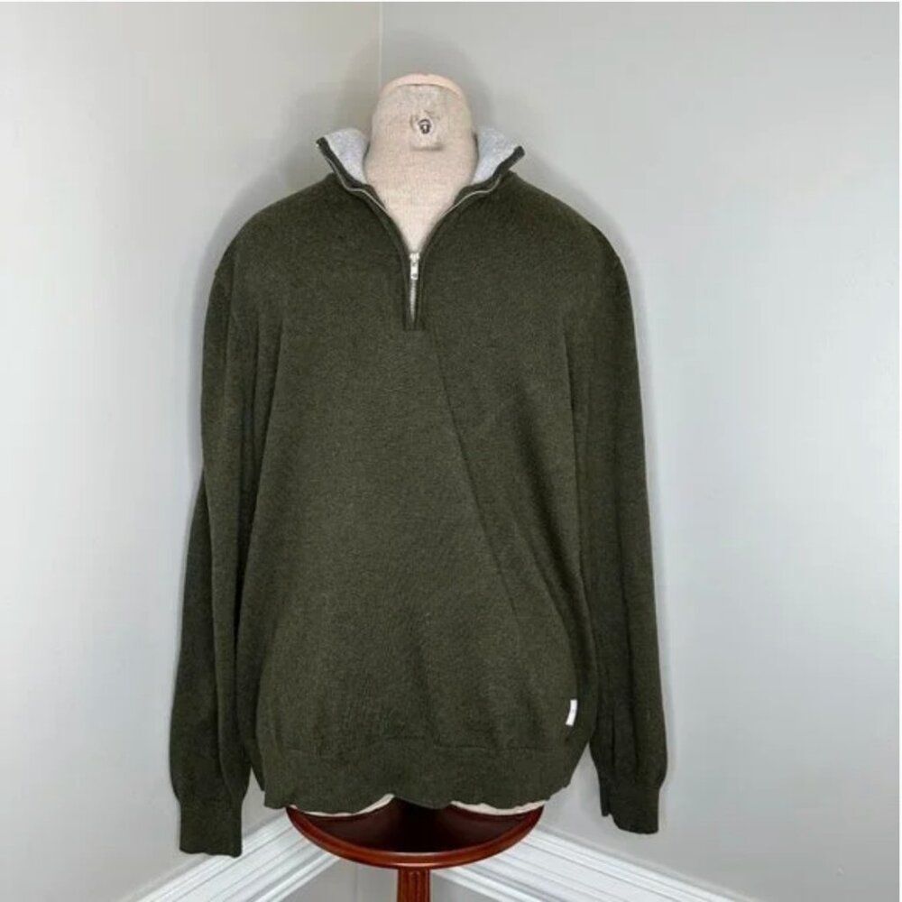 Five Four Men's 1/4 Zip Pullover Performance Golf Olive Sweater Large